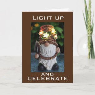TARJETA FESTIVA "GNOME ESTÁ ENCENDIDO PARA LAS VACACIONES"