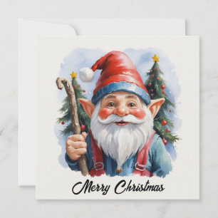 Tarjeta Festiva Gnome Funny Trendy Whimsical Fantasy Non Photo
