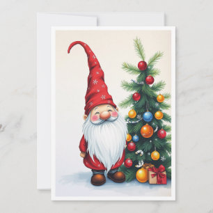 Tarjeta Festiva Gnome Gracioso Trendy Whimsical Fantasía Sin Foto