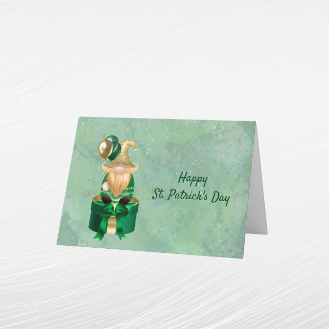 Tarjeta Festiva Gnome Green Gold Package St Patrics Day (Subido por el creador)