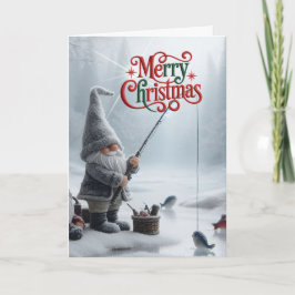 Tarjeta Festiva Gnome Ice Fishing