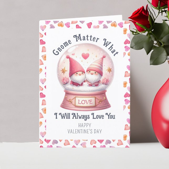 Tarjeta Festiva Gnome Importa Qué Divertido El día de San Valentín (Funny Valentine Card .. Gnome Matter What I will always love you - Order Printed or Instand Download)