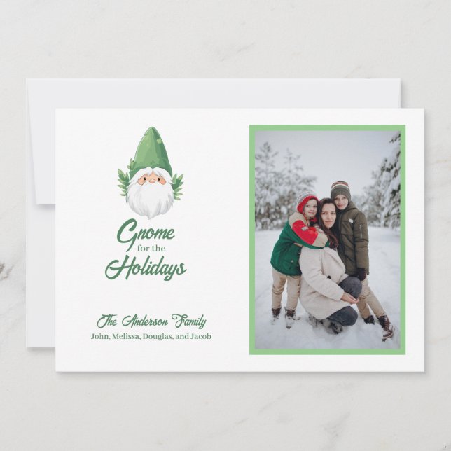 Tarjeta Festiva Gnome lindo para vacaciones familiares de vacacion (Anverso)