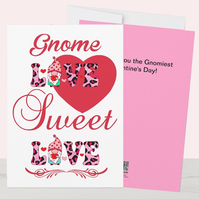 Tarjeta Festiva Gnome Love Sweet Love Valentines (Gnome Love Sweet Love Valentines Holiday Card)