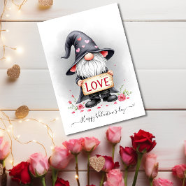 Tarjeta Festiva Gnome negro con Rótulo de amor Valentines