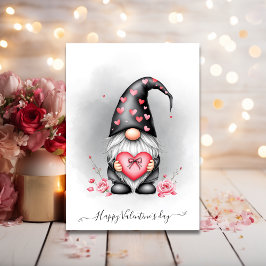 Tarjeta Festiva Gnome negro lindo con Día de San Valentín de coraz