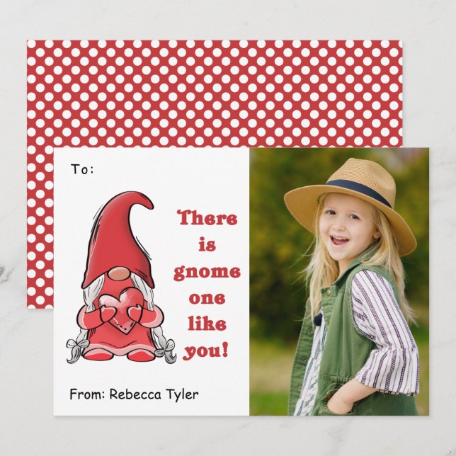 Tarjeta Festiva Gnome One Like You Classroom Photo Día de San Vale (Anverso / Reverso)