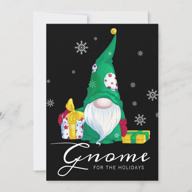 Tarjeta Festiva Gnome para las vacaciones (Anverso)