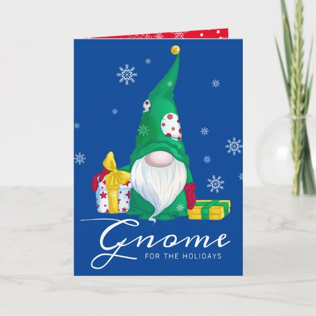 Tarjeta Festiva Gnome para las vacaciones (Anverso)