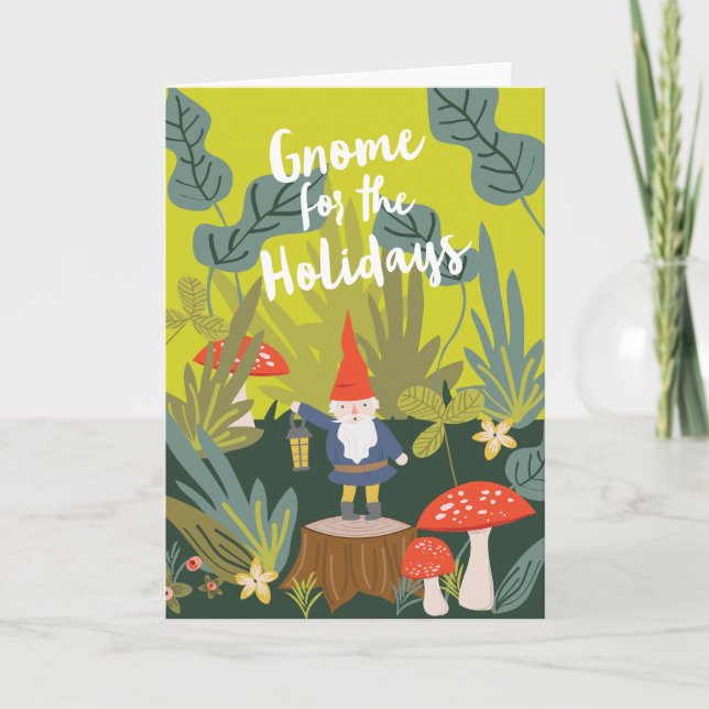 Tarjeta Festiva Gnome para las vacaciones (Anverso)