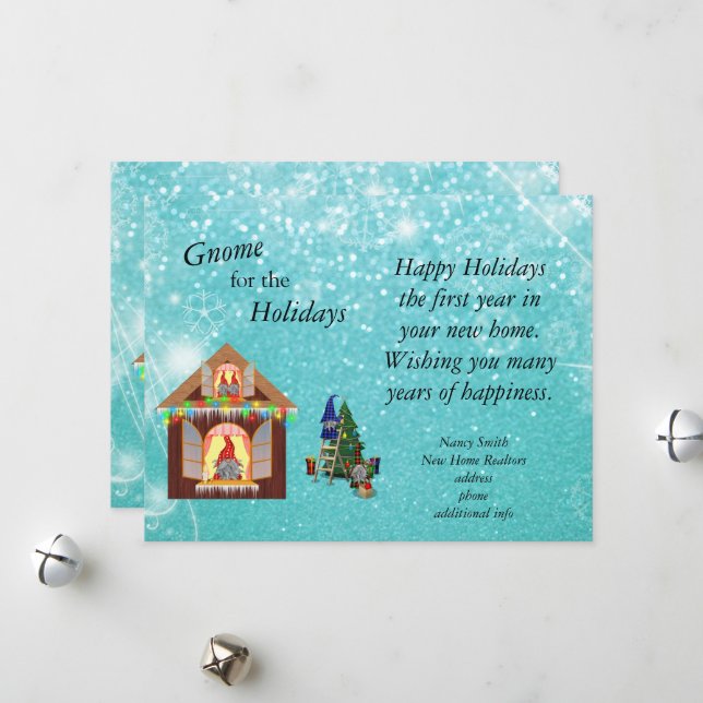 Tarjeta Festiva Gnome para las vacaciones (Anverso/Reverso In Situ)