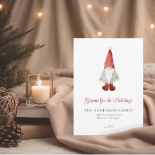 Tarjeta Festiva Gnome para las vacaciones   Navidades de Scandi