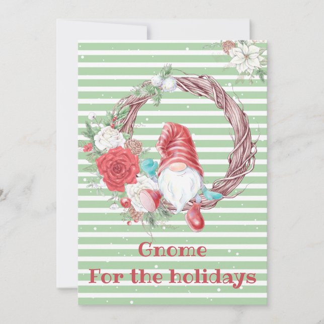 Tarjeta Festiva Gnome para los Navidades de vacaciones (Anverso)