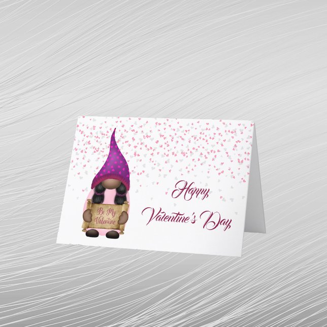 Tarjeta Festiva Gnome Pink Purple Valentine (Subido por el creador)