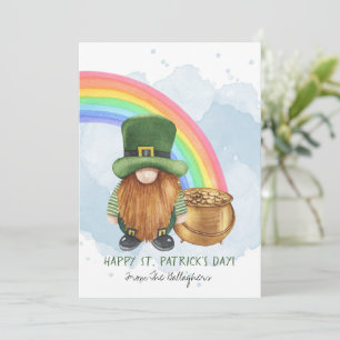 Tarjeta Festiva Gnome Pot irlandés del Personalizado de oro Día de