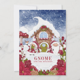 Tarjeta Festiva Gnome rojo y blanco para los Navidades de vacacion