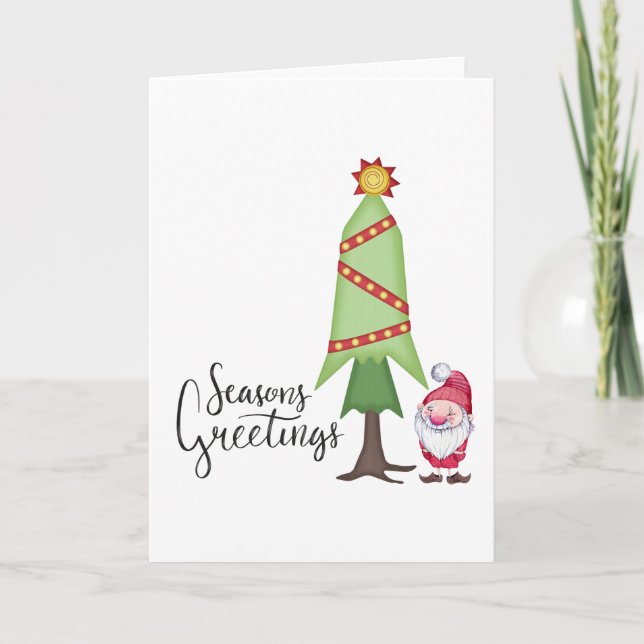 Tarjeta Festiva Gnome Seasons Greetings (Anverso)