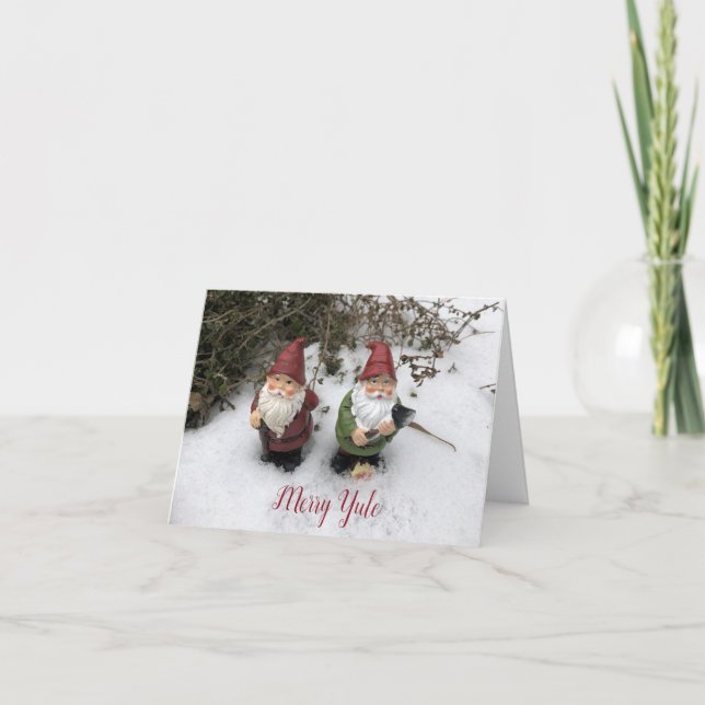 Tarjeta Festiva Gnome Thyme - Merry Yule (Anverso)