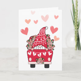 Tarjeta Festiva Gnome Valentine Card Retro Truck
