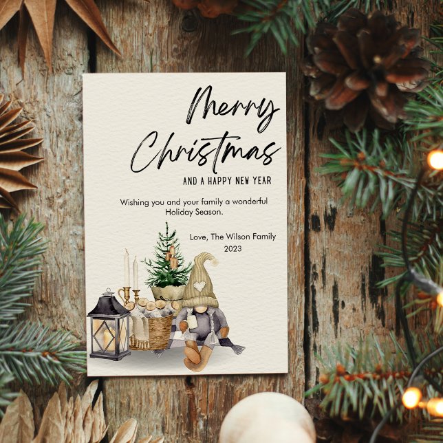 Tarjeta Festiva Gnome Watercolor Cosy Navidades Plano (Subido por el creador)