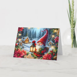 Tarjeta Festiva Gnome with Lantern Christmas