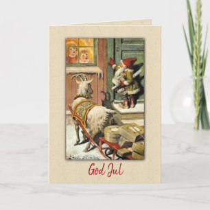 Tarjeta Festiva GNOME y GOAT Suecia Tomte Nisse