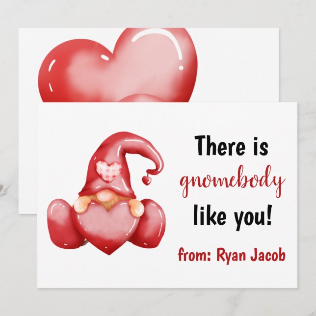 Tarjeta Festiva Gnomebody Como Tú Ama El Día De San Valentín (Anverso / Reverso)