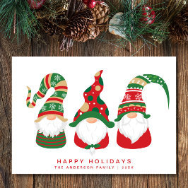 Tarjeta Festiva Gnomes Cute Navidades escandinavos