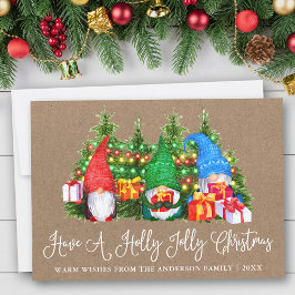 Tarjeta Festiva Gnomes de los Navidades de Fun Calligraphy Kraft H