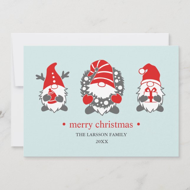 Tarjeta Festiva Gnomes divertidos | Foto de vacaciones de Navidade (Anverso)