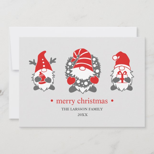 Tarjeta Festiva Gnomes divertidos | Foto de vacaciones de Navidade (Anverso)