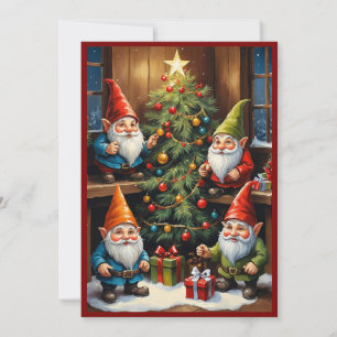 Tarjeta Festiva Gnomes Funny Trendy Whimsical Fantasy No Photo