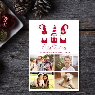 Tarjeta Festiva Gnomes Merry Christmas Photo