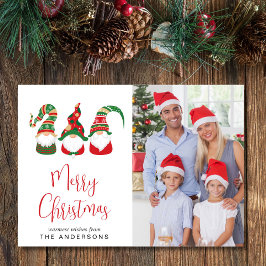 Tarjeta Festiva Gnomes Merry Christmas Photo Holiday Card