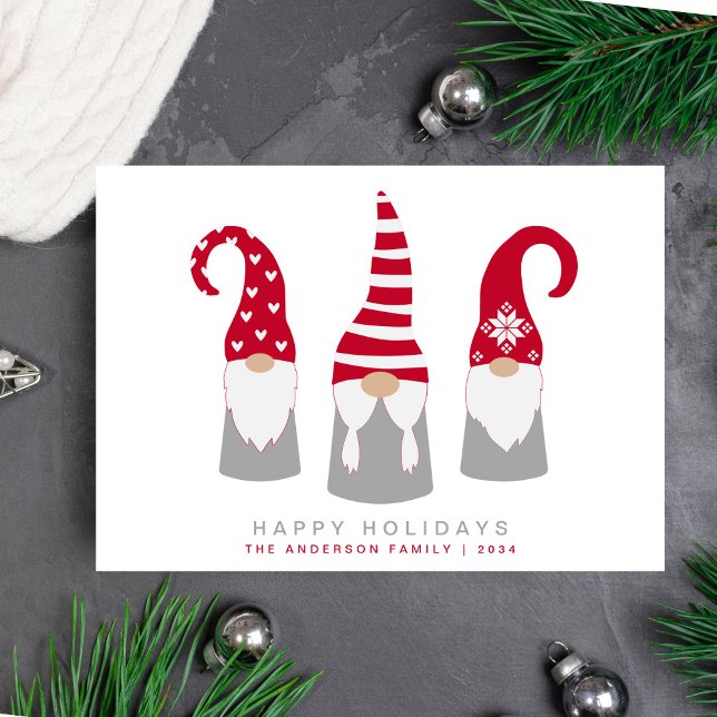 Tarjeta Festiva Gnomes Minimal Modern Scandinavian Christmas (Spread the love and joy of the season with your friends and family near and far)