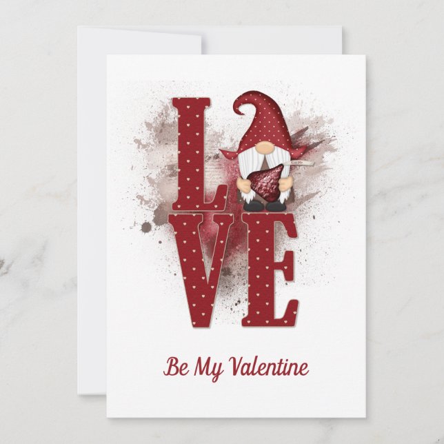 Tarjeta Festiva Gnomes Red Love Cute Personaliza El día de San Val (Anverso)