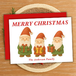 Tarjeta Festiva Gnomes singulares con regalos de Navidades