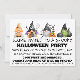 Tarjeta Festiva Gnomes Spooky Halloween Party Inivition