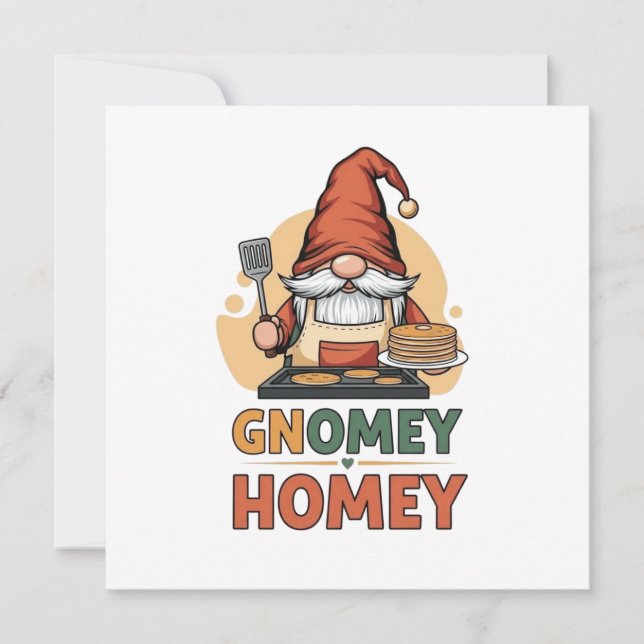 Tarjeta Festiva Gnomey homey pancakes design (Anverso)