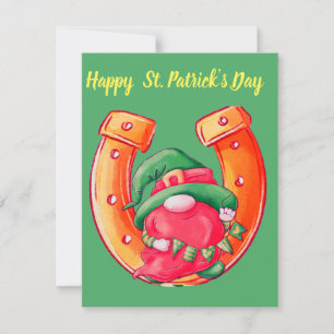 Tarjeta Festiva Gnomo Afortunado del Día de San Patricio