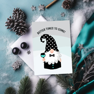 Tarjeta Festiva Gnomo con champán Alegría Navideña Festiva