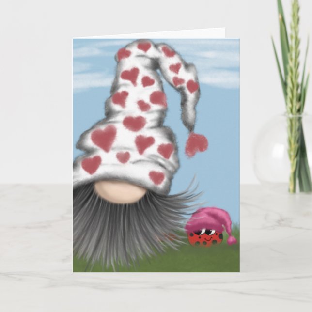 Tarjeta Festiva Gnomo Cute de San Valentín (Anverso)