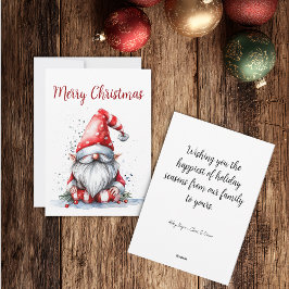 Tarjeta Festiva Gnomo de Santa acuarela personalizable