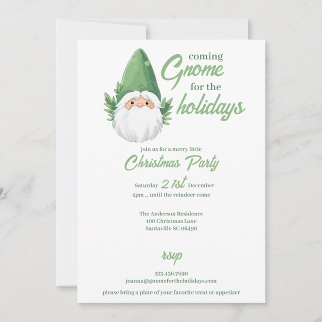 Tarjeta Festiva Gnomo de Santa adorable para las fiestas (Anverso)