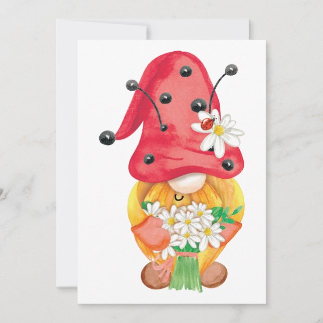 Tarjeta Festiva gnomo de verano 1 (Anverso)