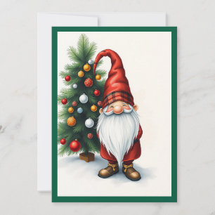 Tarjeta Festiva Gnomo Divertido Moderno Caprichoso Fantasía Sin Fo