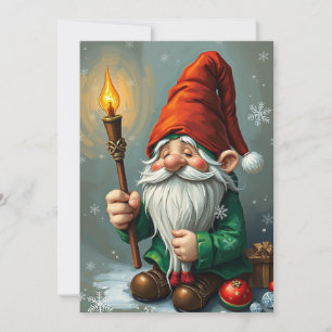 Tarjeta Festiva Gnomo Divertido Moderno Caprichoso Fantasía Sin Fo