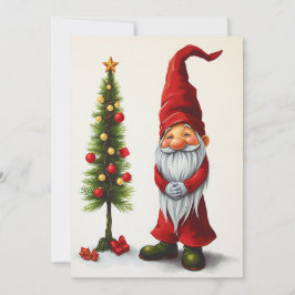 Tarjeta Festiva Gnomo Divertido Moderno Caprichoso Fantasía Sin Fo