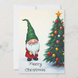 Tarjeta Festiva Gnomo Divertido Moderno Caprichoso Fantasía Sin Fo