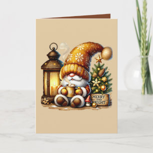 Tarjeta Festiva Gnomo navideño festivo alegre brillante